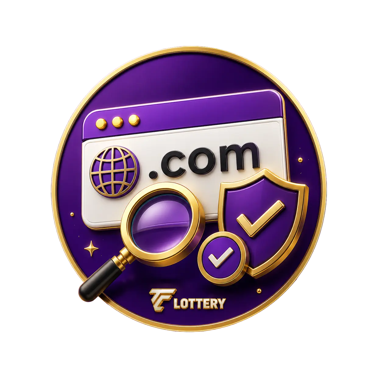 Illustration of website and domain verification with a magnifying glass and security check
